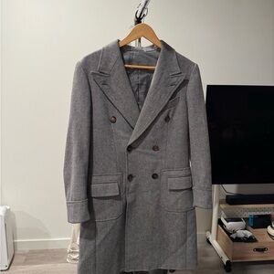 Men's Gray Double-Breasted Coat